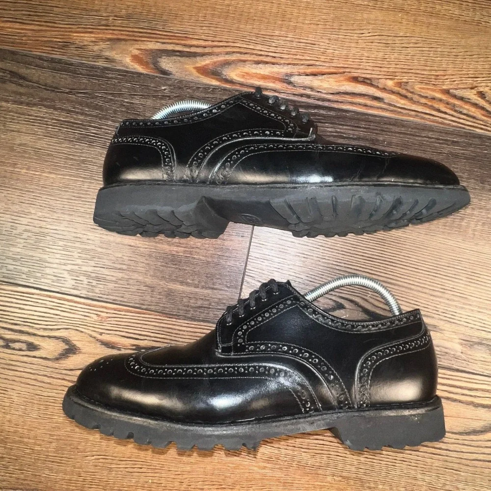 Allen Edmonds Tate Wingtip Derby Black Leather‎ Lug Sole Shoes Men's 8.5 3E 3037